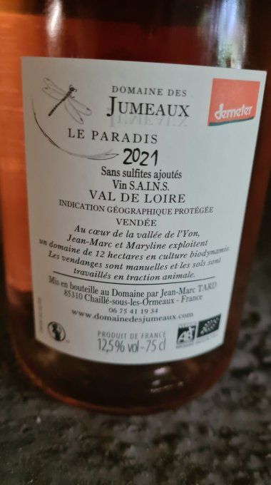 Le Paradis 2021 - Domaine des Jumeaux - Jean-Marc Tard